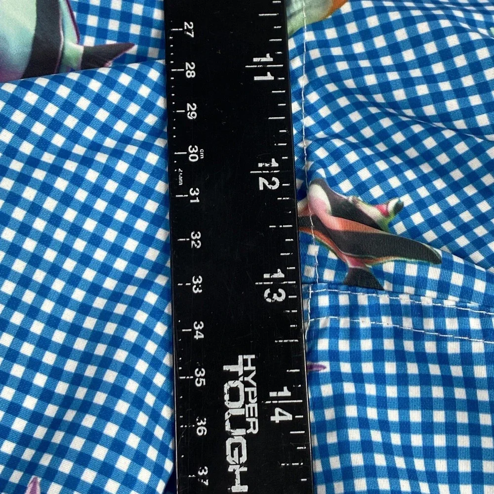 Bills Khakis Fish‎ AOP Swim Trunks Mens Size 2XL Mesh Lined Blue Gingham 6.5